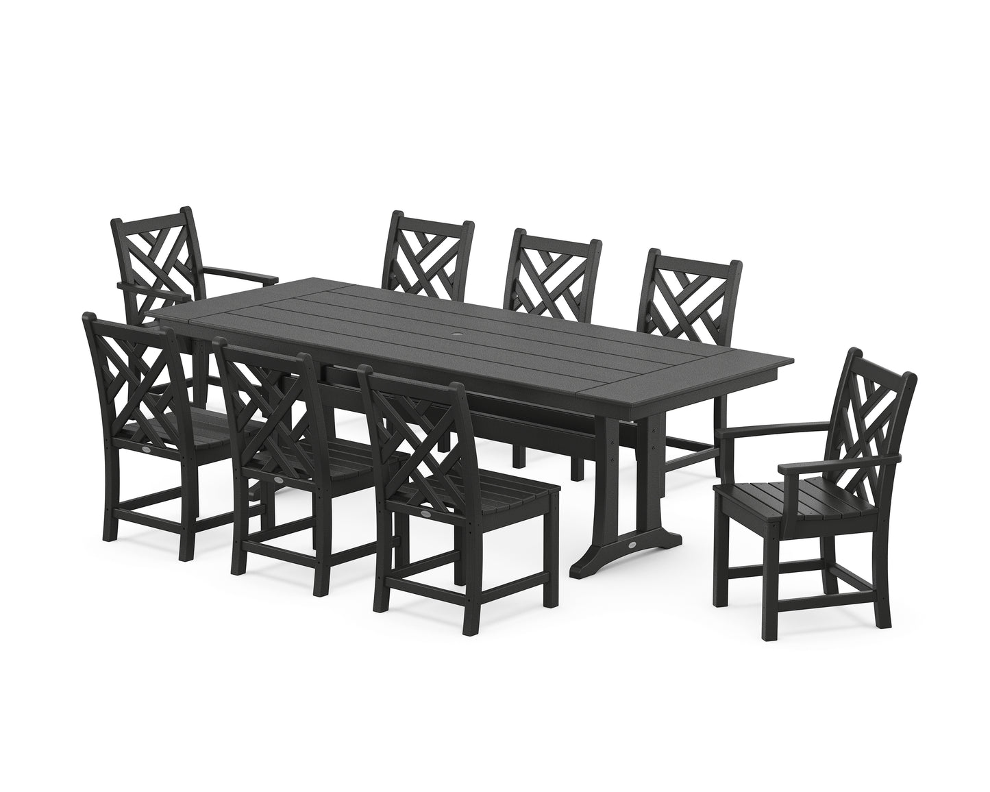 Chippendale 9-Piece Farmhouse Dining Set with Trestle Legs