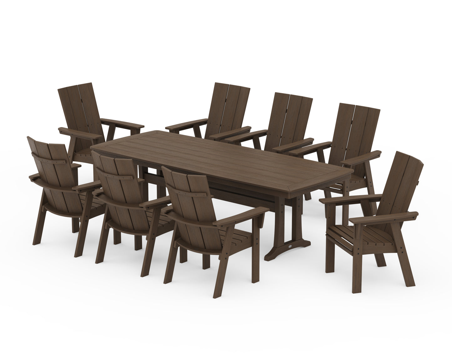 Modern Curveback Adirondack 9-Piece Dining Set with Trestle Legs