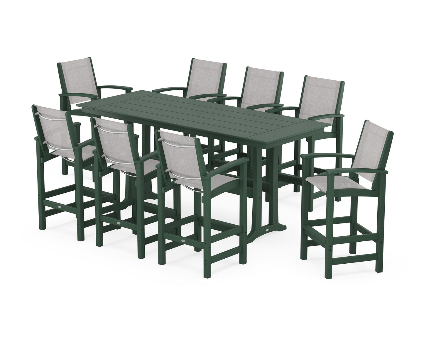Coastal 9-Piece Farmhouse Bar Set with Trestle Legs