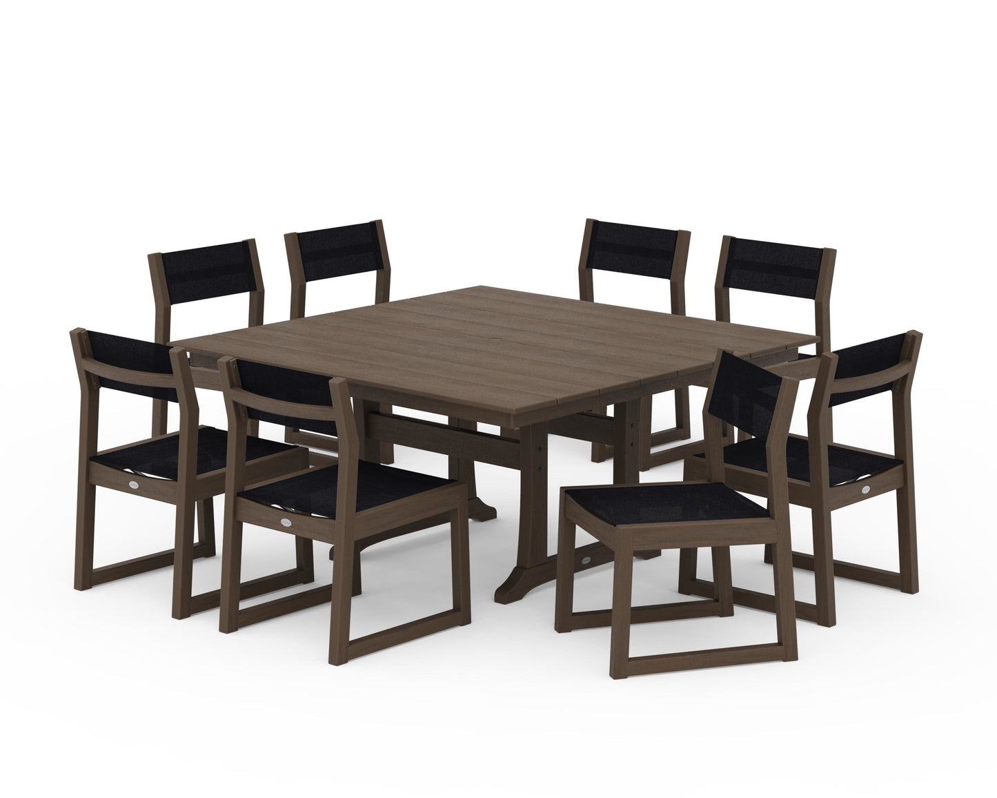 EDGE Sling Side Chair 9-Piece Farmhouse Trestle Dining Set