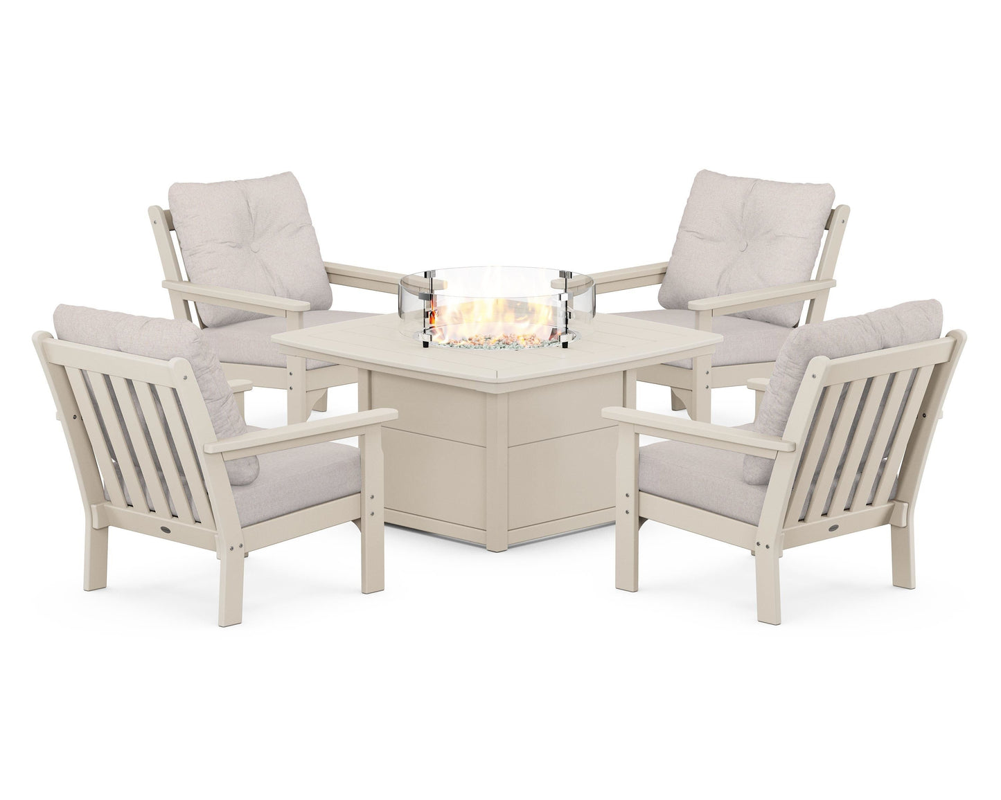 Vineyard 5-Piece Conversation Set with Fire Pit Table
