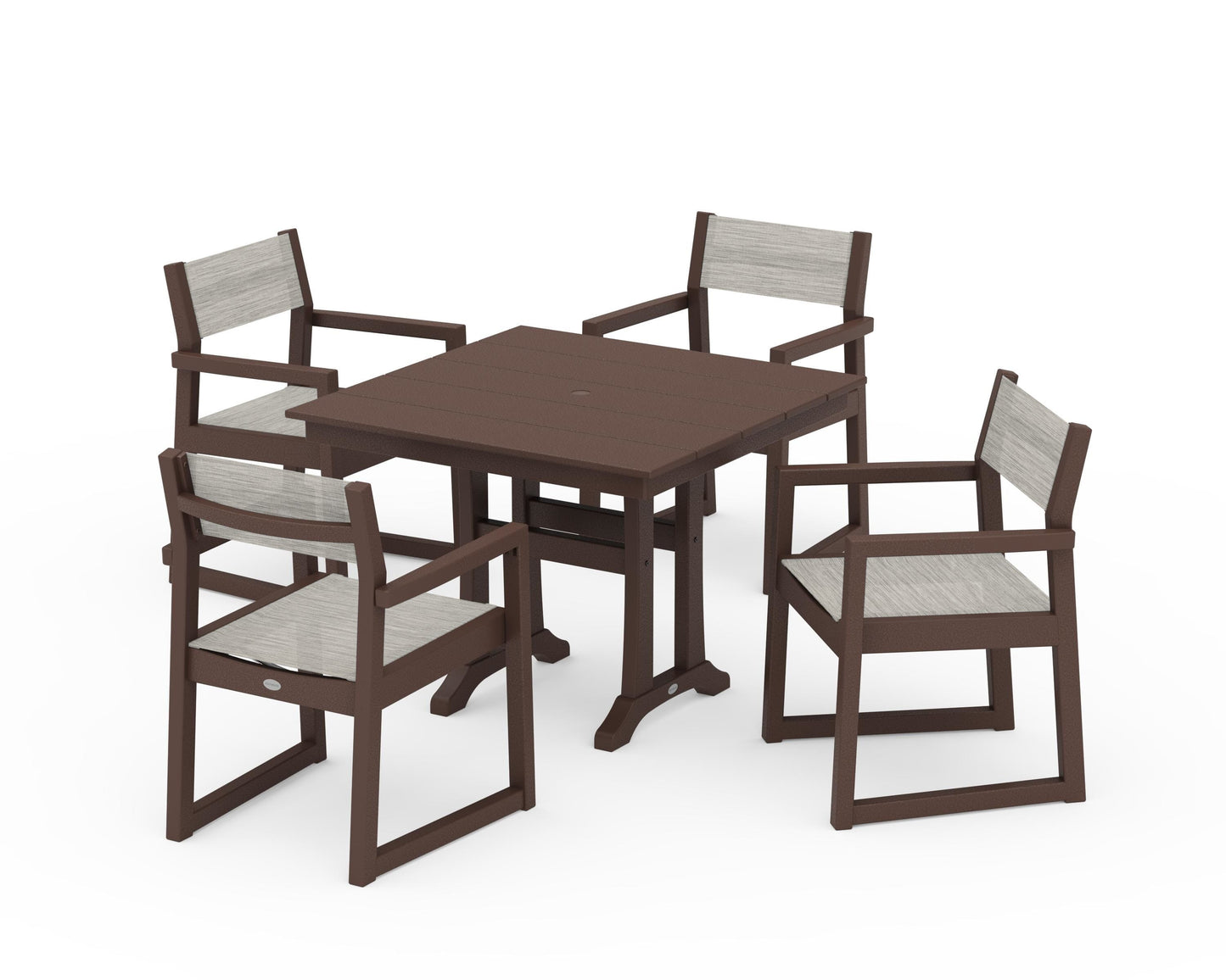EDGE Sling 5-Piece Farmhouse Dining Set with Trestle Legs