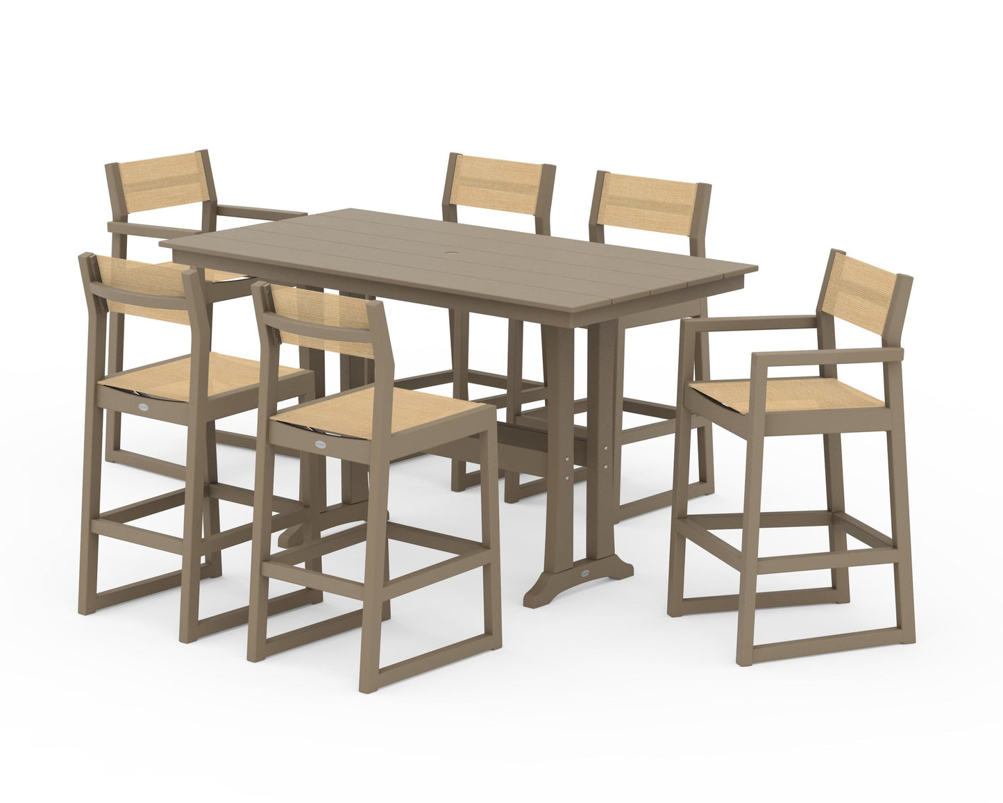 EDGE Sling 7-Piece Farmhouse Bar Set with Trestle Legs