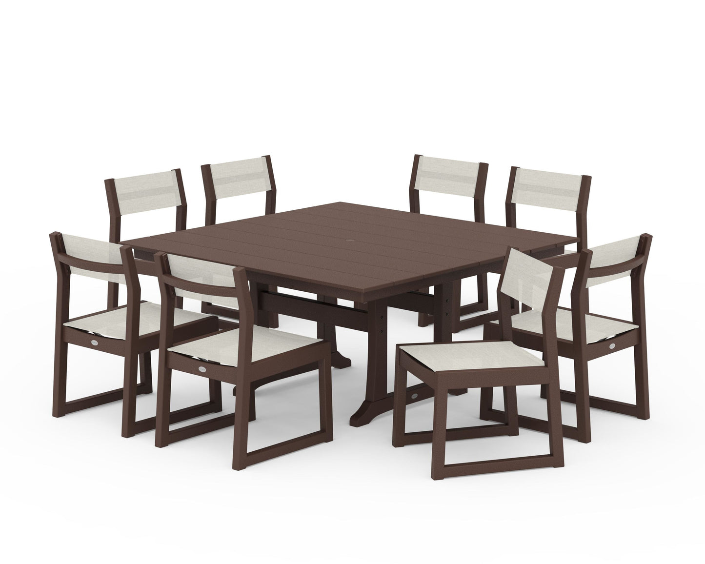 EDGE Sling Side Chair 9-Piece Farmhouse Trestle Dining Set