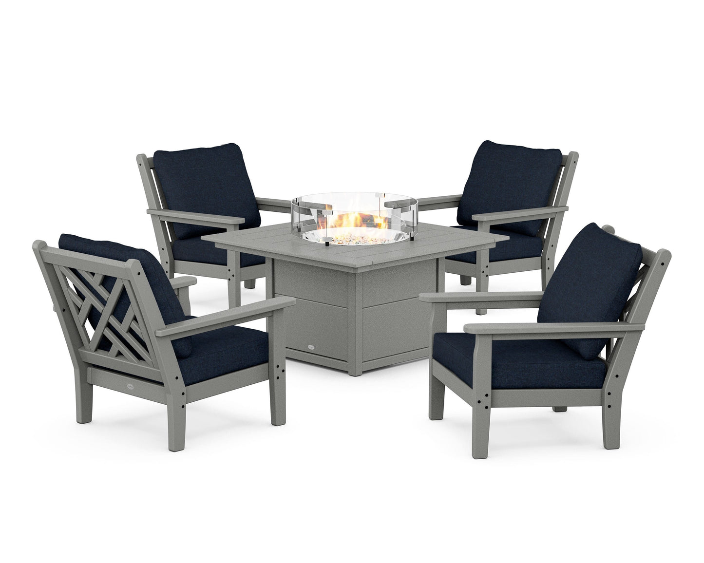 Chippendale 5-Piece Deep Seating Set with Fire Pit Table