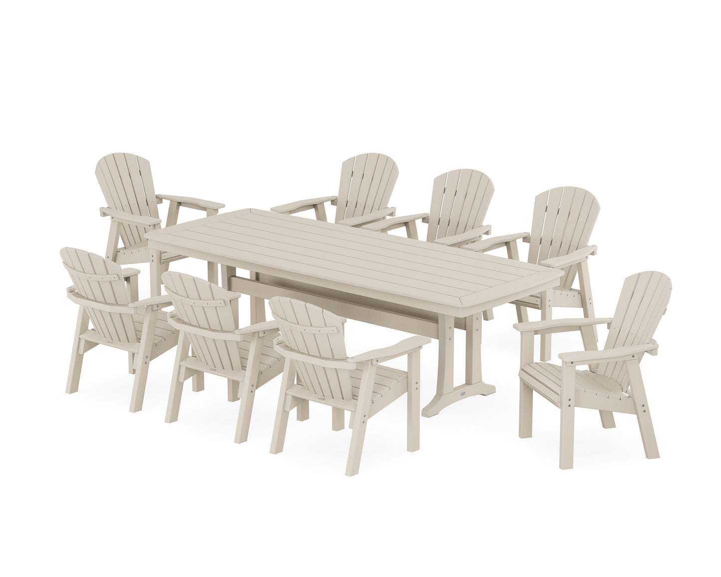 Seashell 9-Piece Dining Set with Trestle Legs