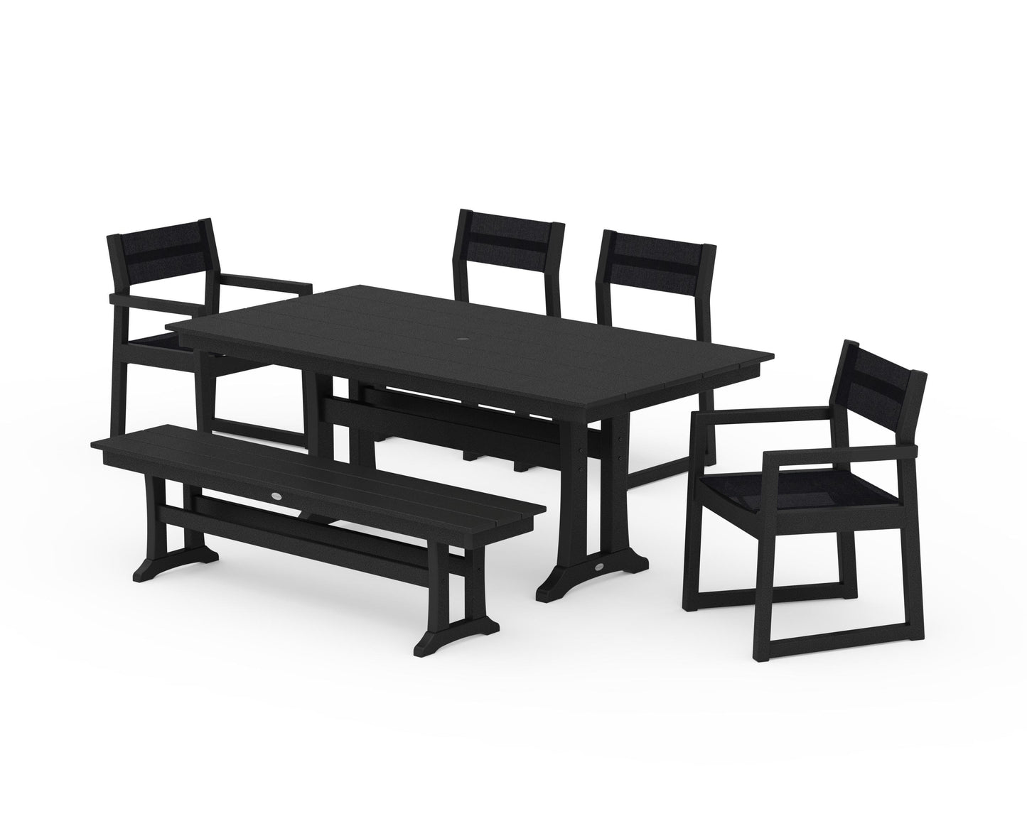EDGE Sling 6-Piece Farmhouse Dining Set With Trestle Legs