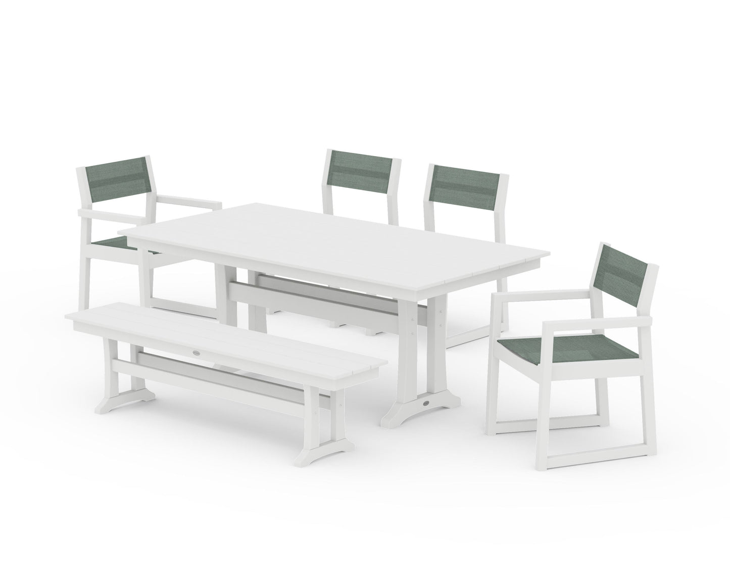 EDGE Sling 6-Piece Farmhouse Dining Set With Trestle Legs