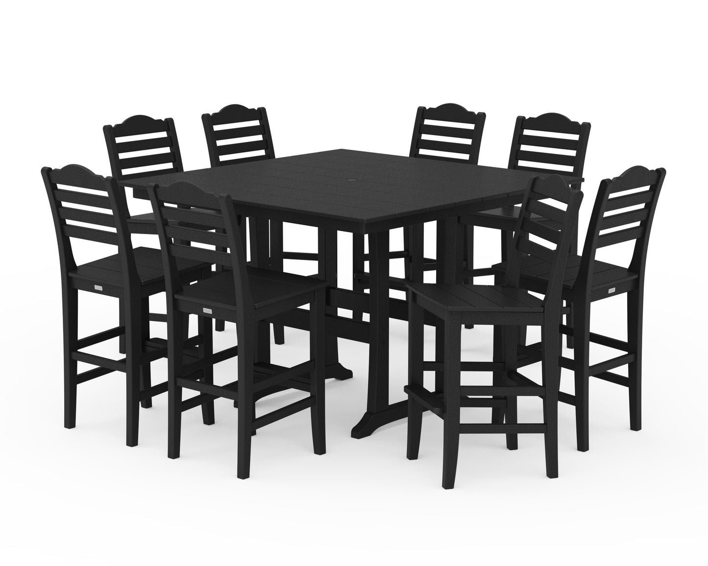 Savannah Side Chair 9-Piece Square Farmhouse Bar Set with Trestle Legs