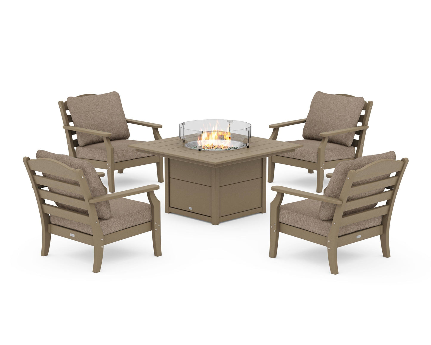 Savannah 5-Piece Deep Seating Set with Fire Pit Table