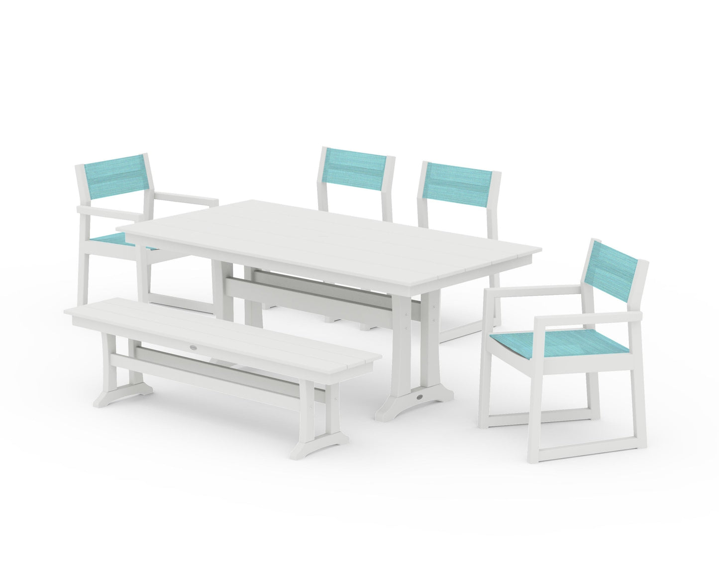 EDGE Sling 6-Piece Farmhouse Dining Set With Trestle Legs