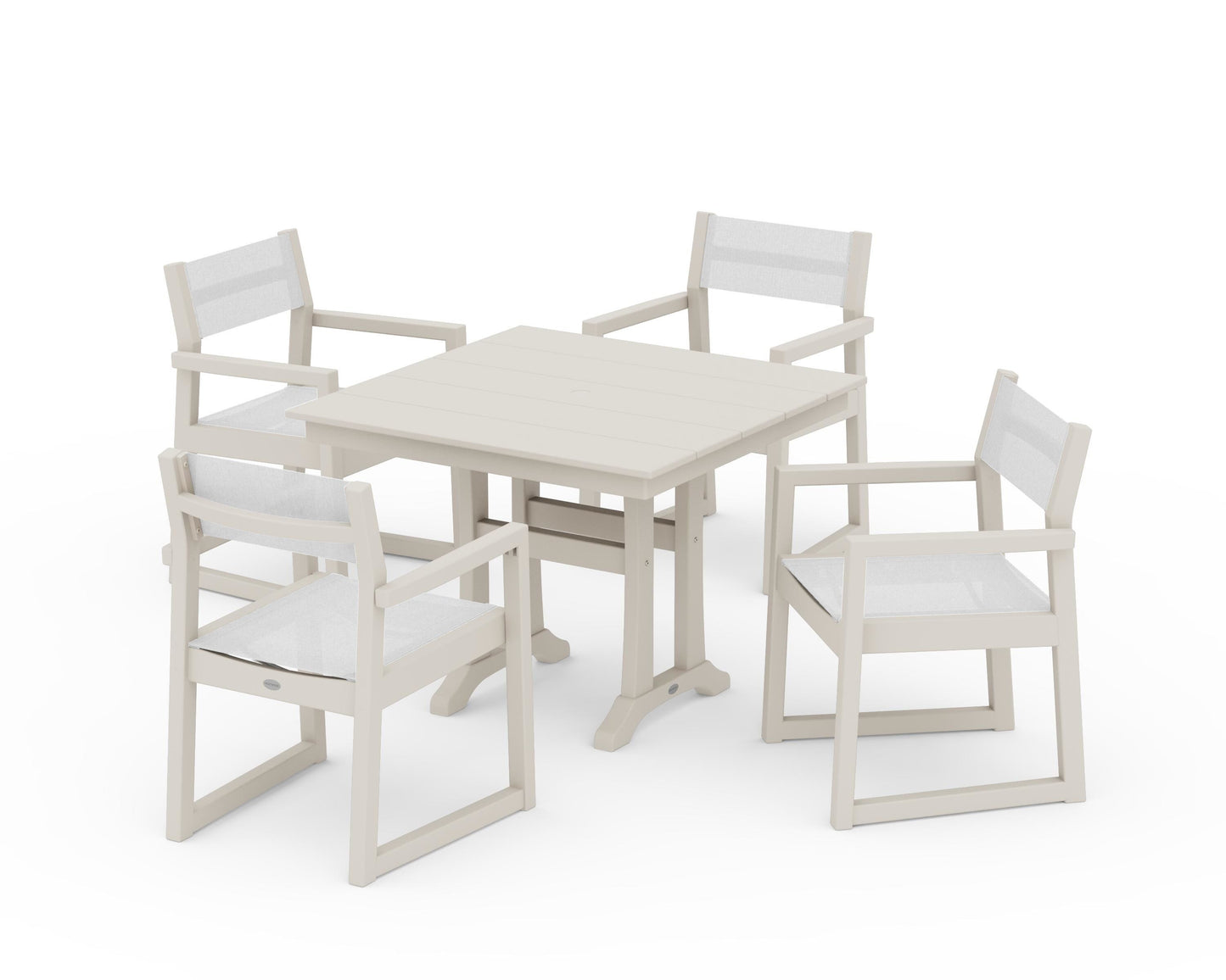 EDGE Sling 5-Piece Farmhouse Dining Set with Trestle Legs