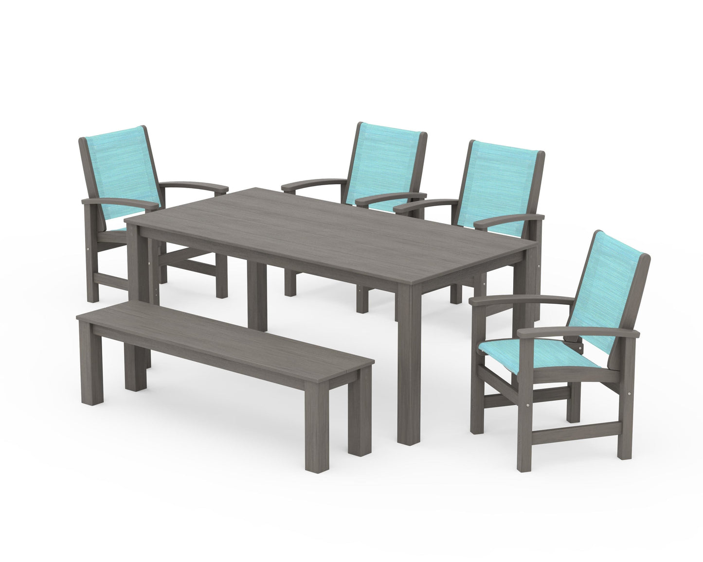 Coastal 6-Piece Parsons Dining Set with Bench