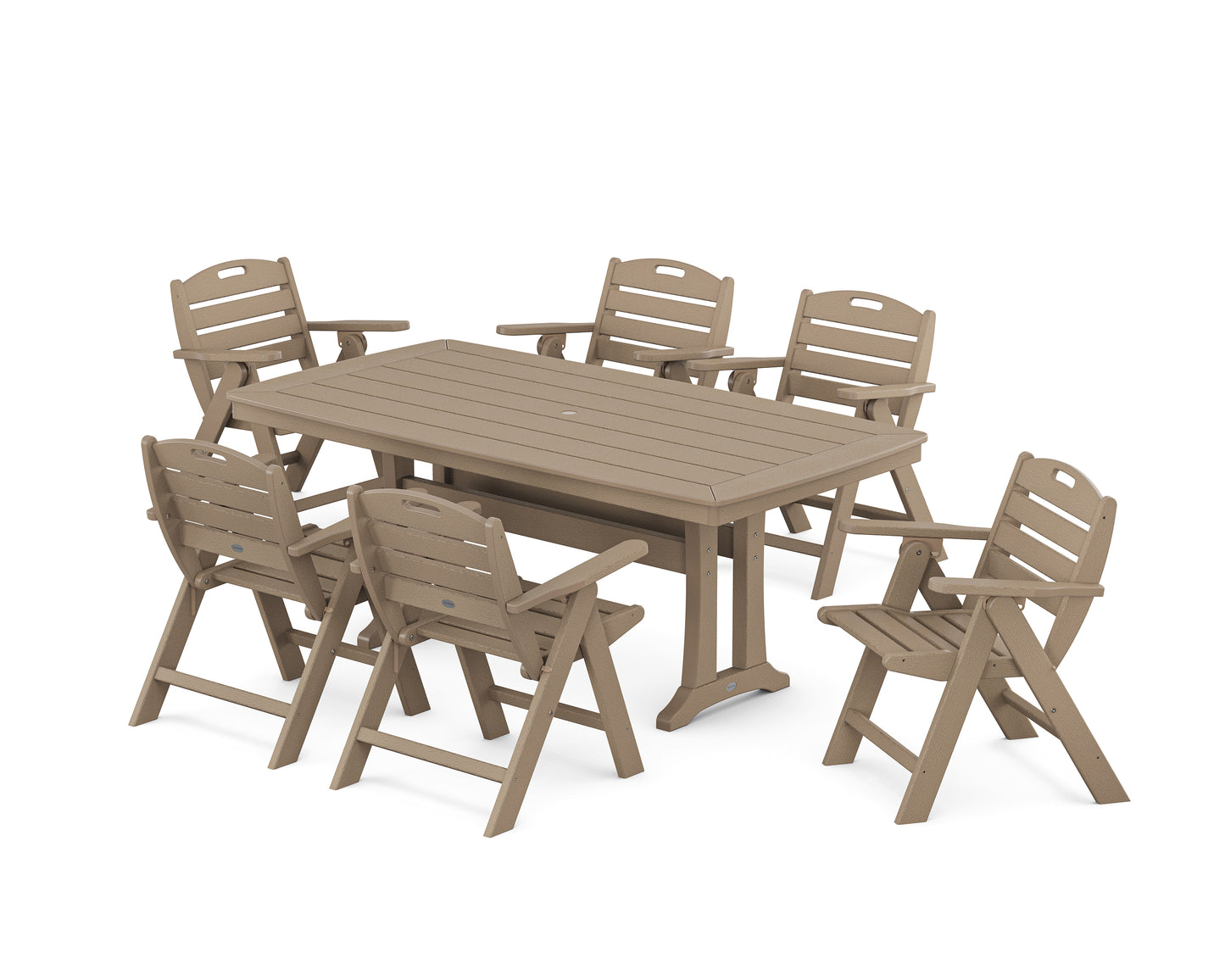 Nautical Lowback 7-Piece Dining Set with Trestle Legs