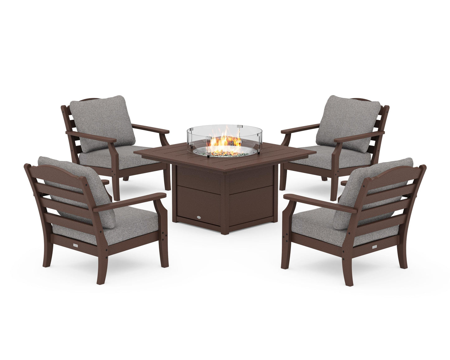 Savannah 5-Piece Deep Seating Set with Fire Pit Table