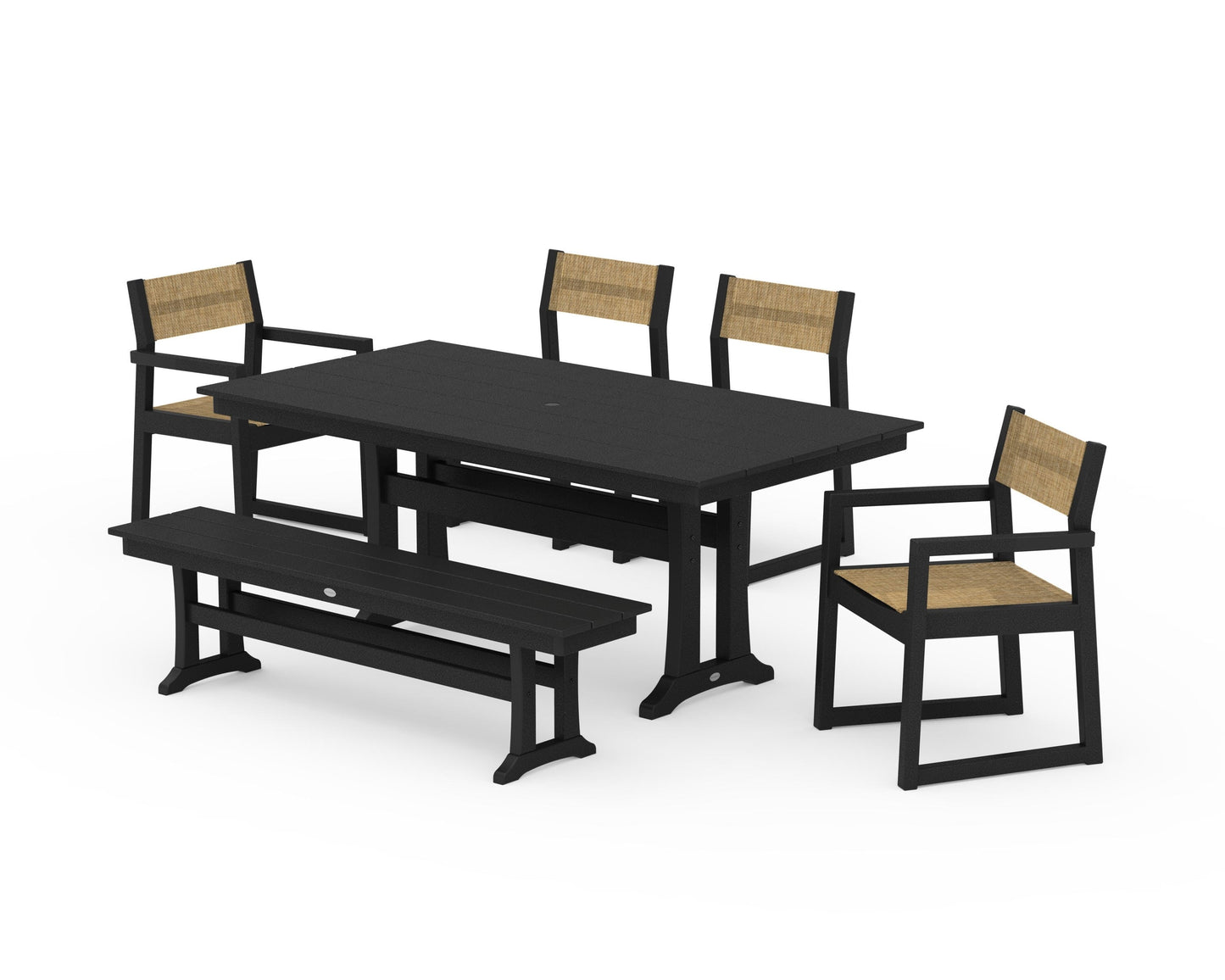 EDGE Sling 6-Piece Farmhouse Dining Set With Trestle Legs