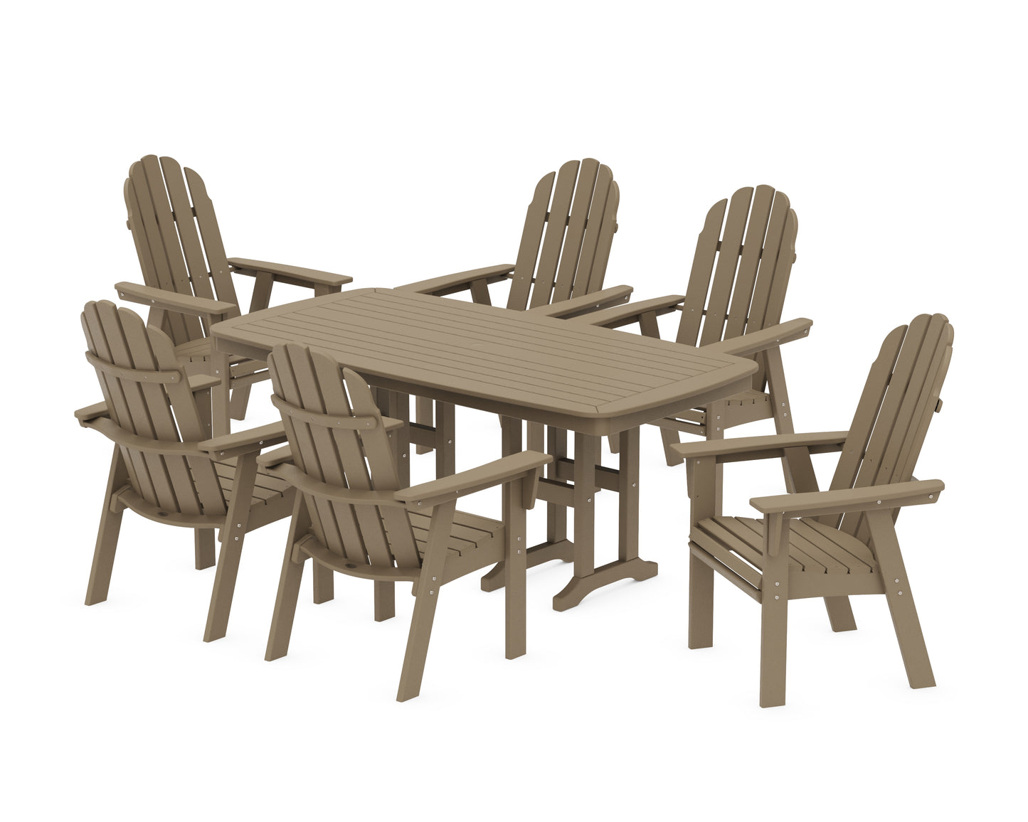 Vineyard Curveback Adirondack Chair 7-Piece Dining Set