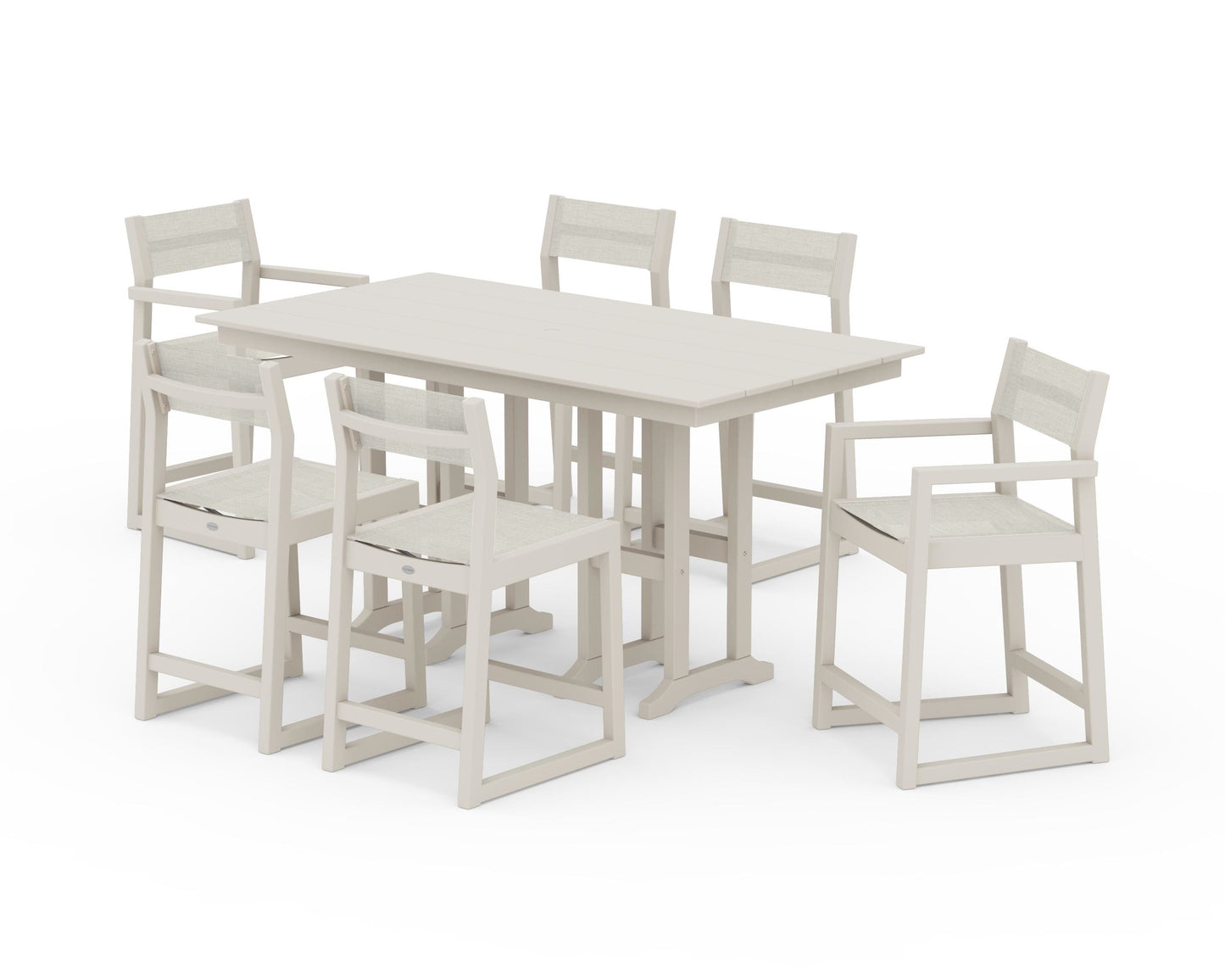 EDGE Sling 7-Piece Farmhouse Counter Set with Trestle Legs