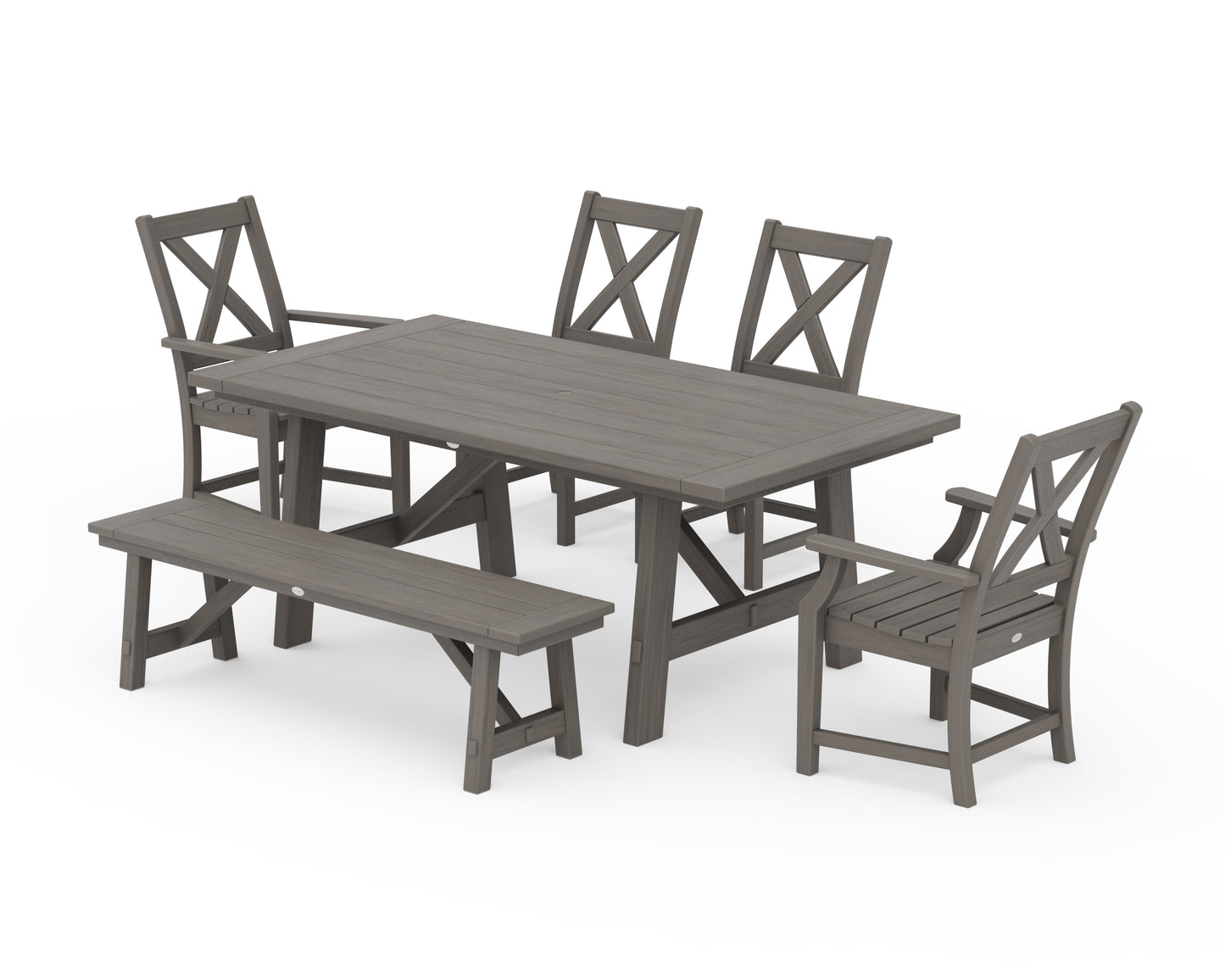 Braxton 6-Piece Rustic Farmhouse Dining Set With Trestle Legs