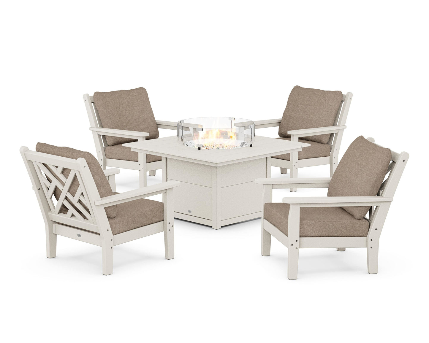 Chippendale 5-Piece Deep Seating Set with Fire Pit Table
