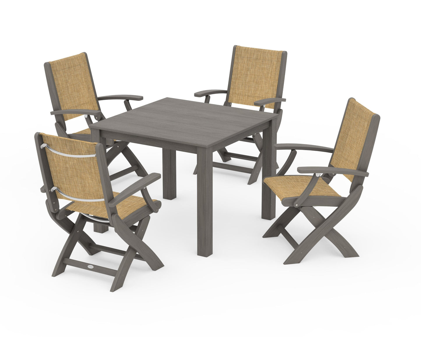 Coastal Folding Chair 5-Piece Parsons Dining Set