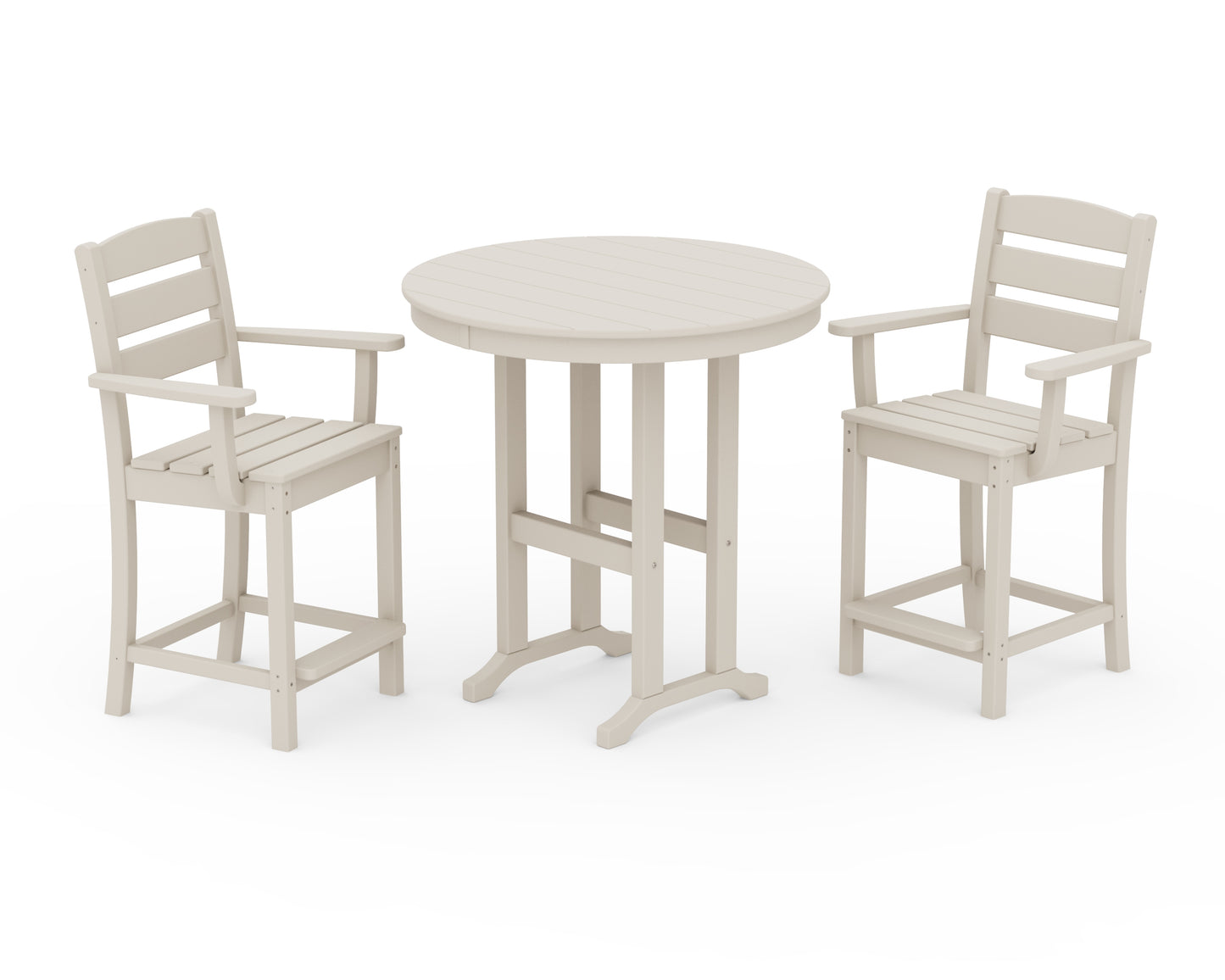 Lakeside 3-Piece Round Farmhouse Arm Chair Counter  Set