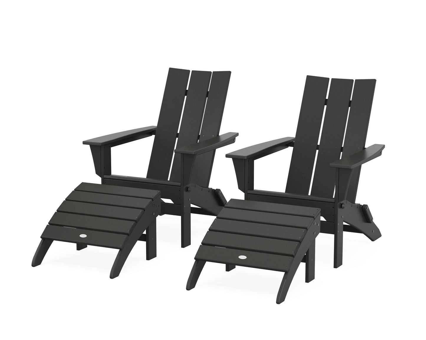 Modern Folding Adirondack Chair 4-Piece Set with Ottomans