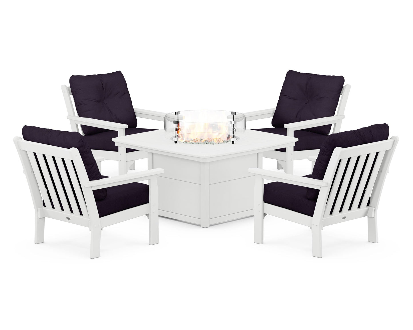 Vineyard 5-Piece Conversation Set with Fire Pit Table
