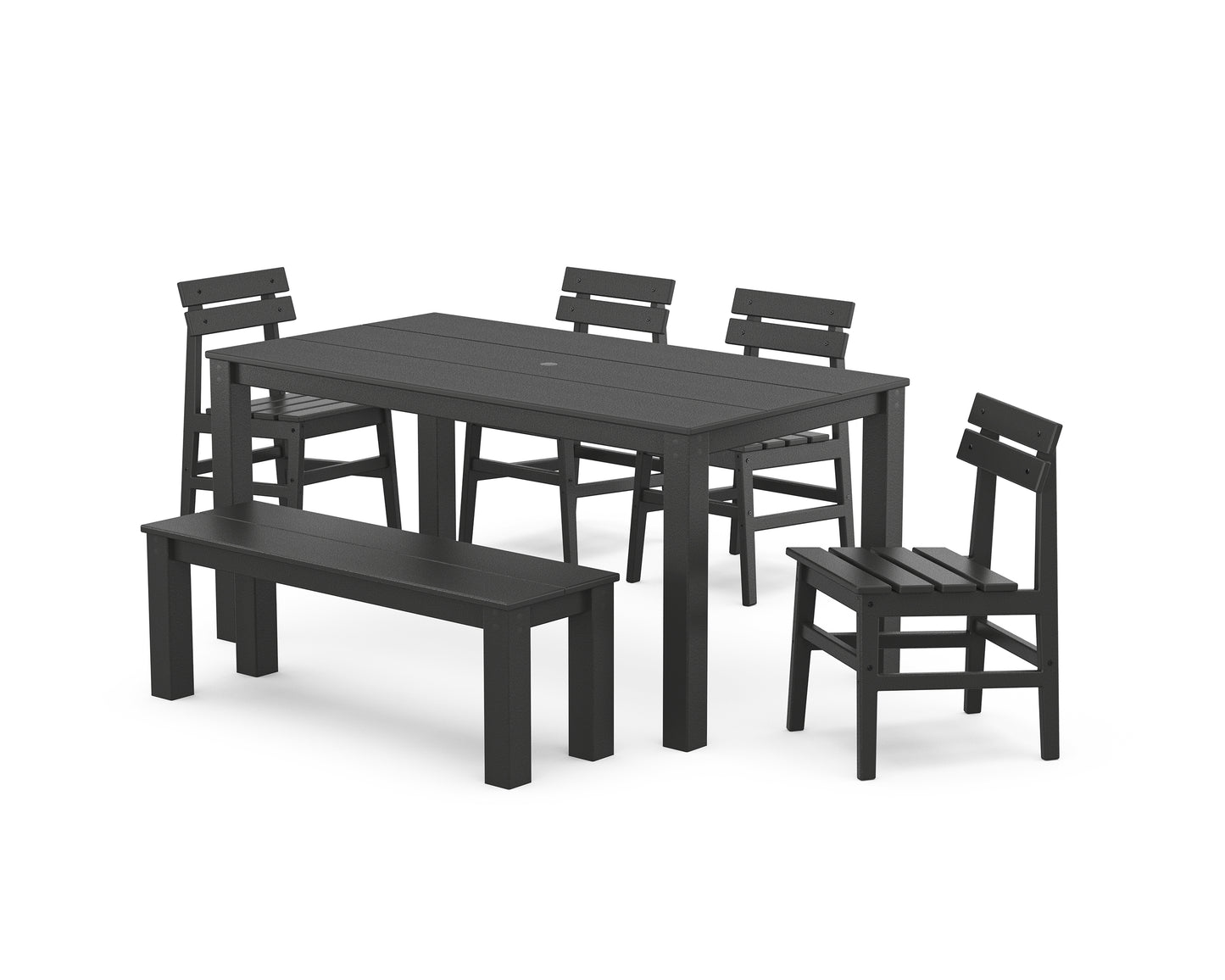 Modern Studio Plaza Chair 6-Piece Parsons Dining Set with Bench