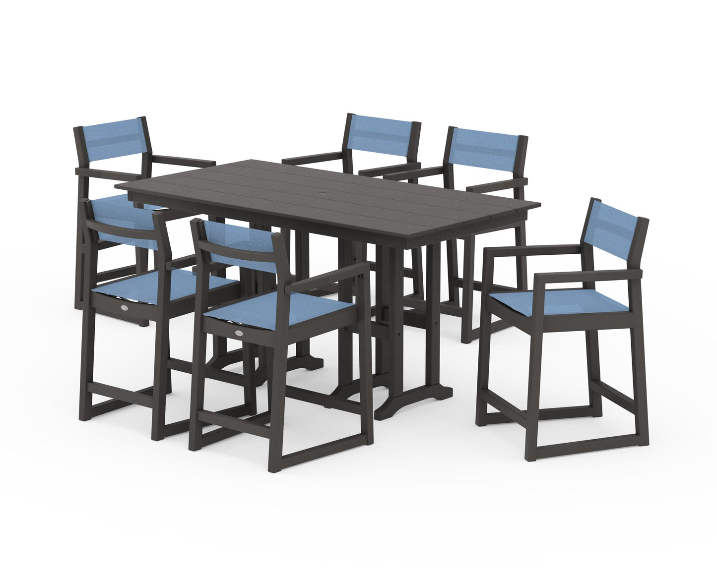 EDGE Sling Arm Chair 7-Piece Farmhouse Counter Set