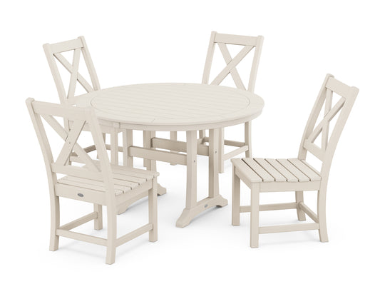 Braxton Side Chair 5-Piece Round Dining Set With Trestle Legs