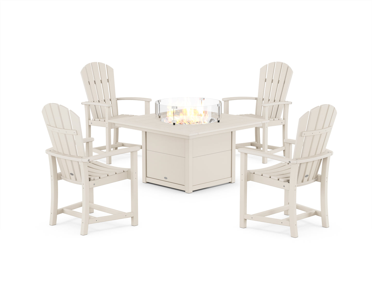 Palm Coast 4-Piece Upright Adirondack Conversation Set with Fire Pit Table