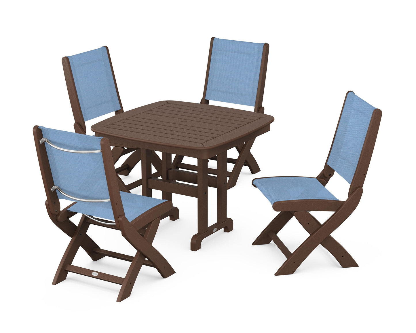 Coastal Folding Side Chair 5-Piece Dining Set