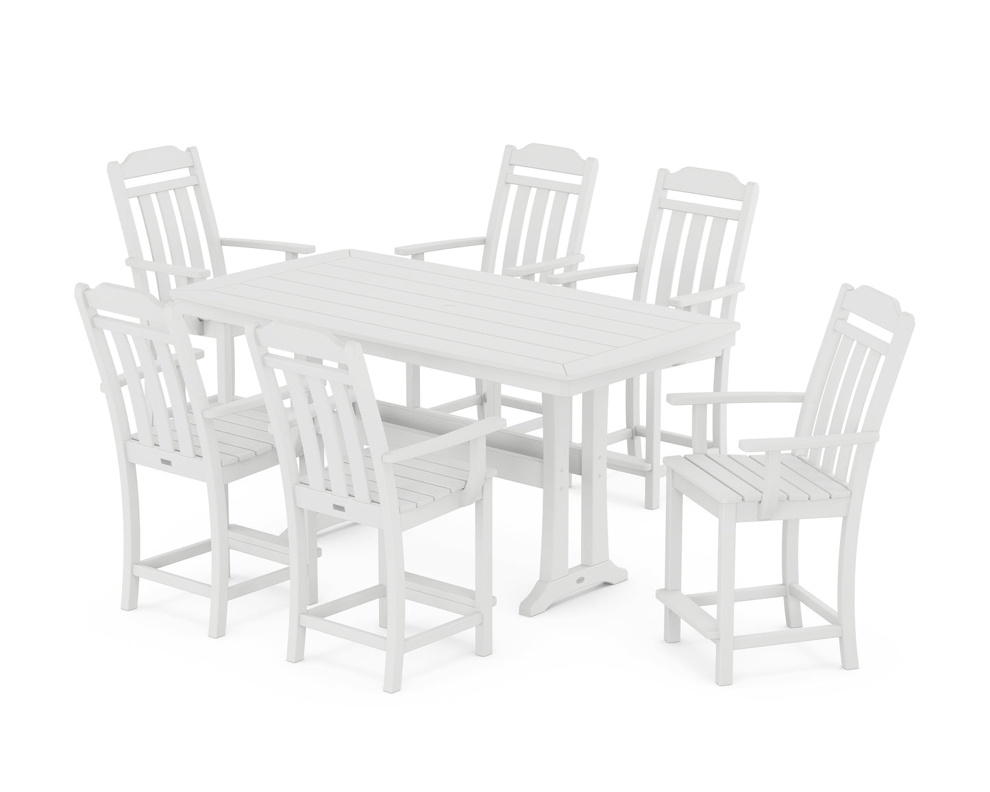 Cottage Arm Chair 7-Piece Counter Set with Trestle Legs