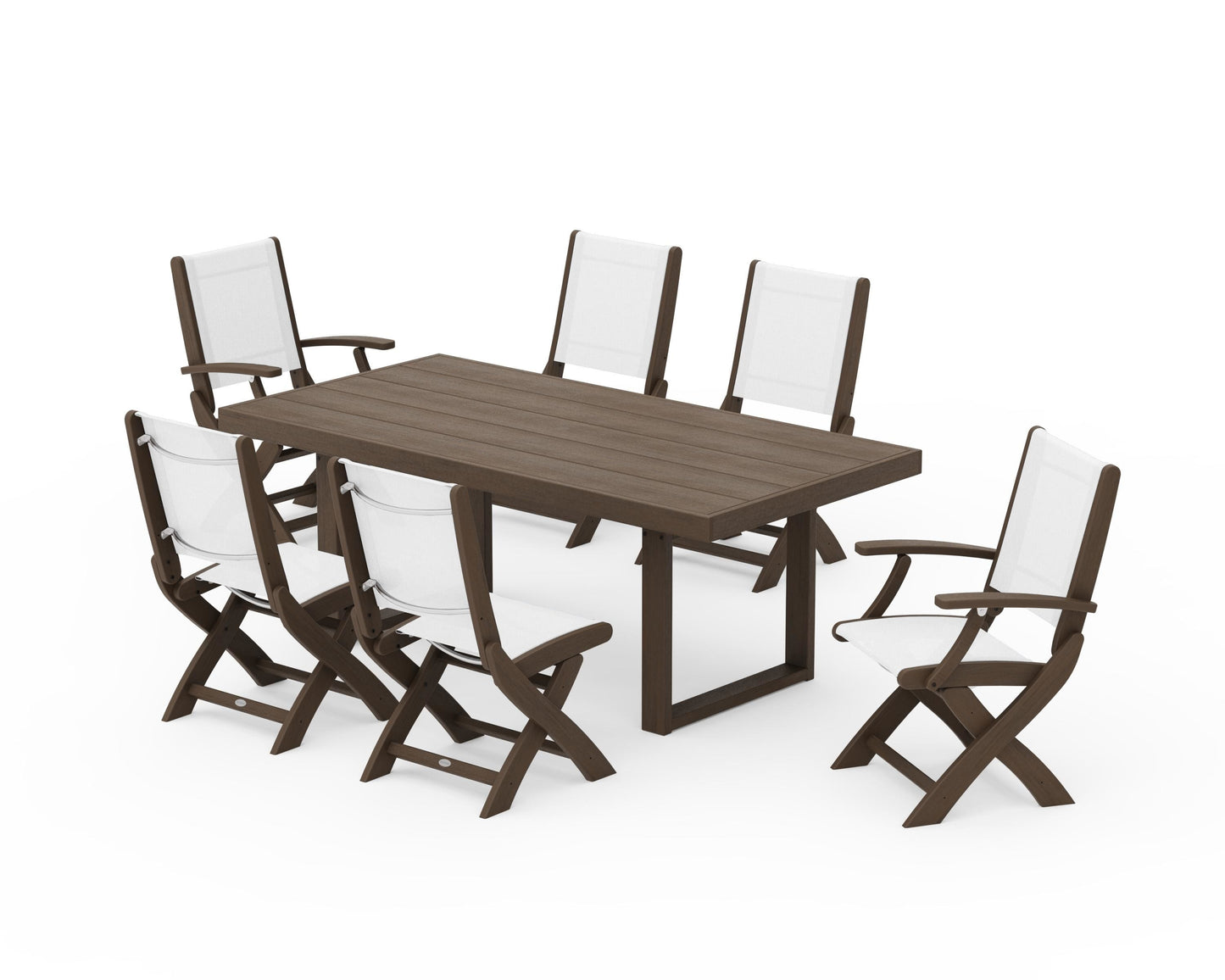 Coastal Folding Chair 7-Piece Dining Set with Trestle Legs