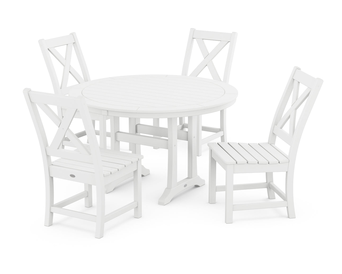 Braxton Side Chair 5-Piece Round Dining Set With Trestle Legs