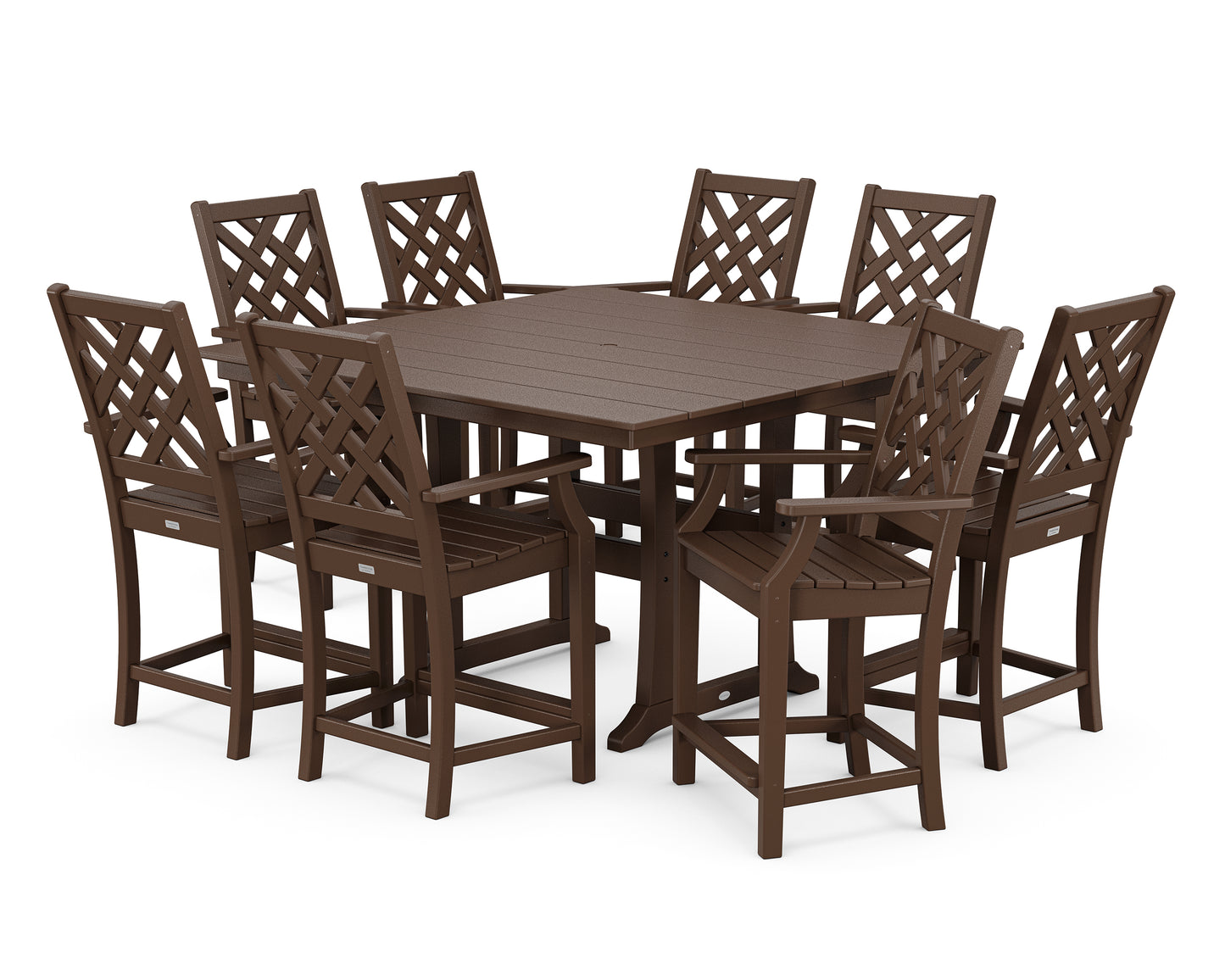 Wovendale 9-Piece Square Farmhouse Counter Set with Trestle Legs