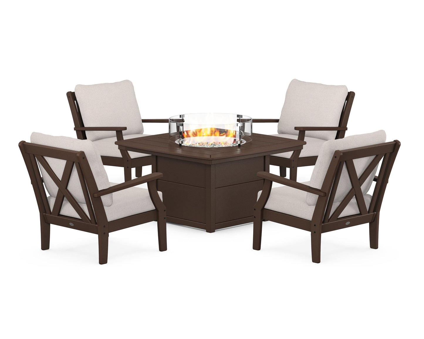 Braxton 5-Piece Deep Seating Conversation Set with Fire Pit Table