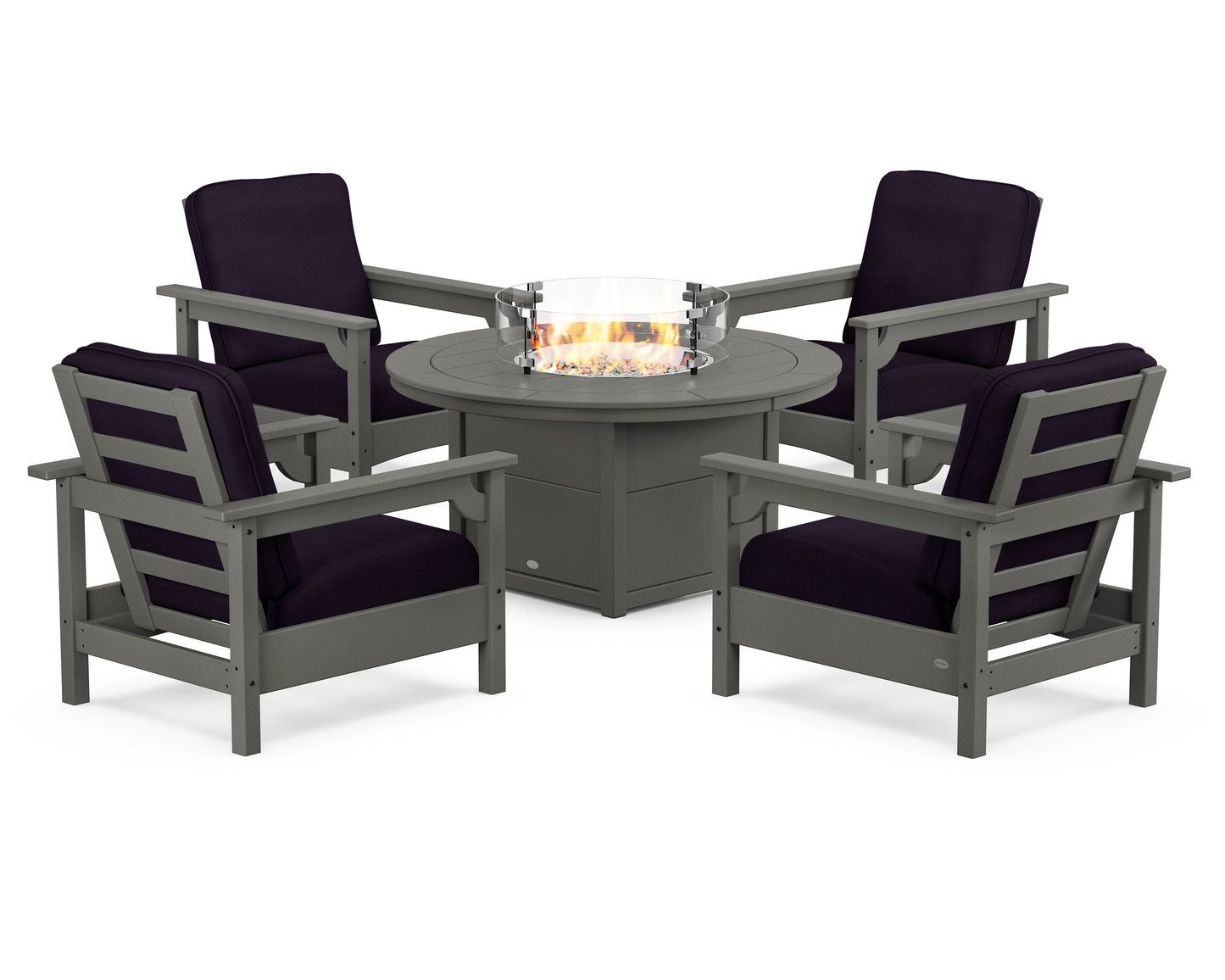 Club 5-Piece Conversation Set with Fire Pit Table