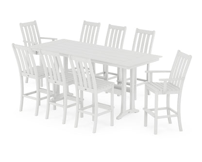Vineyard 9-Piece Farmhouse Bar Set with Trestle Legs