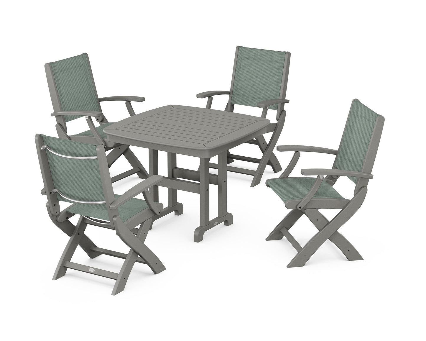 Coastal Folding Chair 5-Piece Dining Set