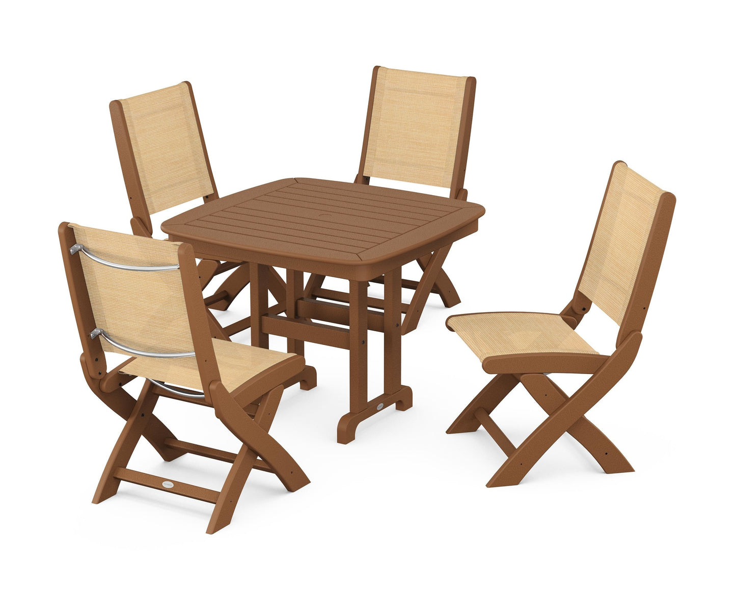 Coastal Folding Side Chair 5-Piece Dining Set