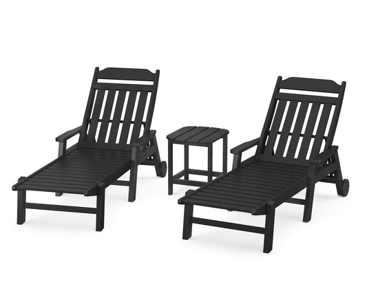 Cottage 3-Piece Chaise Set with Arms and Wheels
