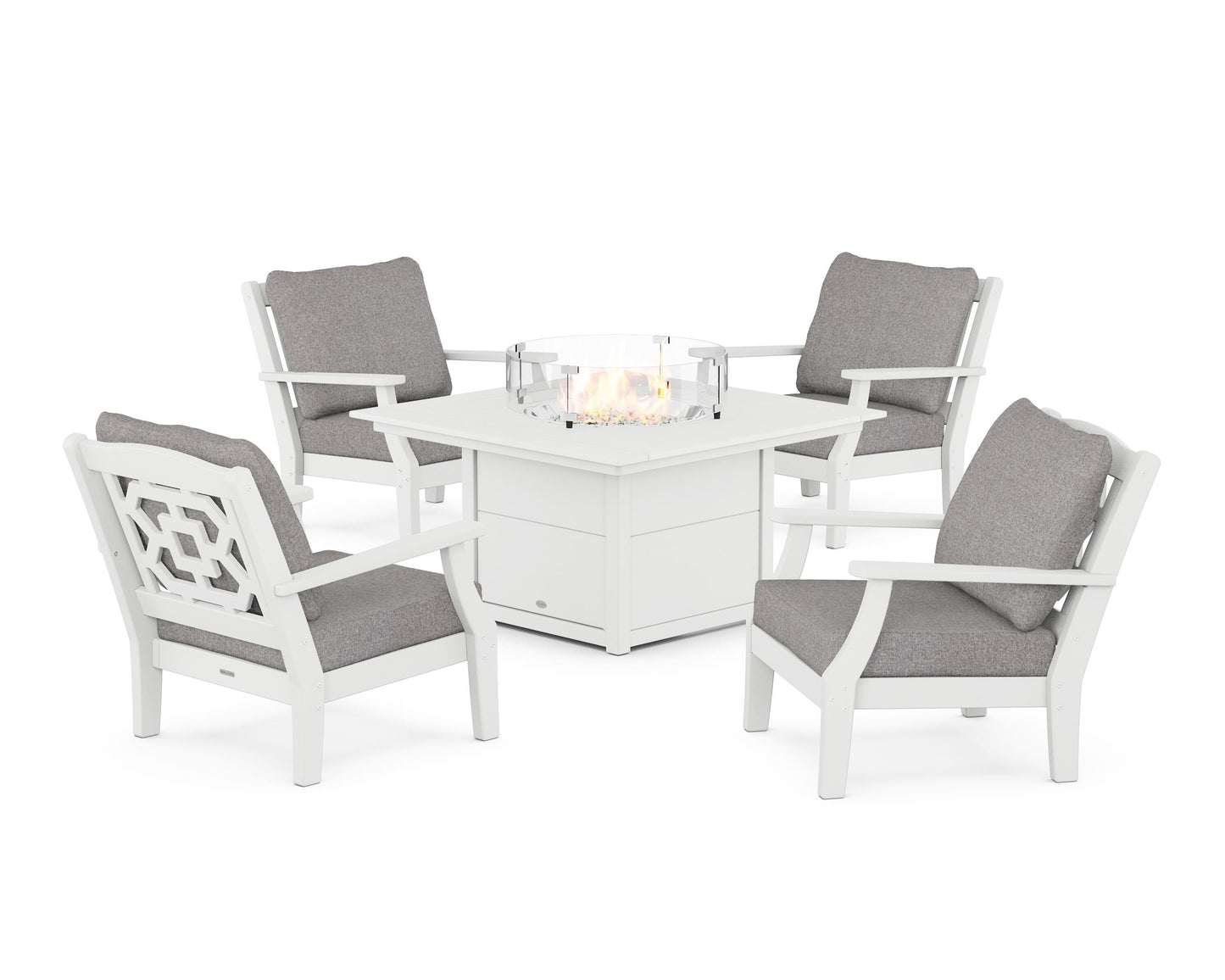 Chinoiserie 5-Piece Deep Seating Set with Fire Pit Table