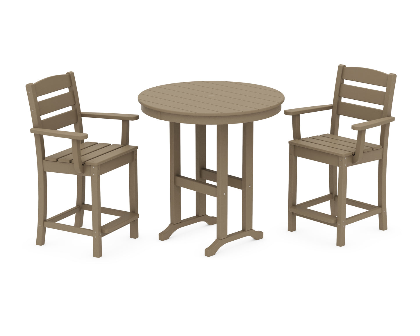 Lakeside 3-Piece Round Farmhouse Arm Chair Counter  Set