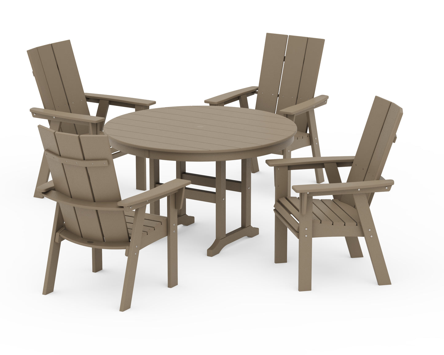 Modern Curveback Adirondack 5-Piece Round Farmhouse Dining Set