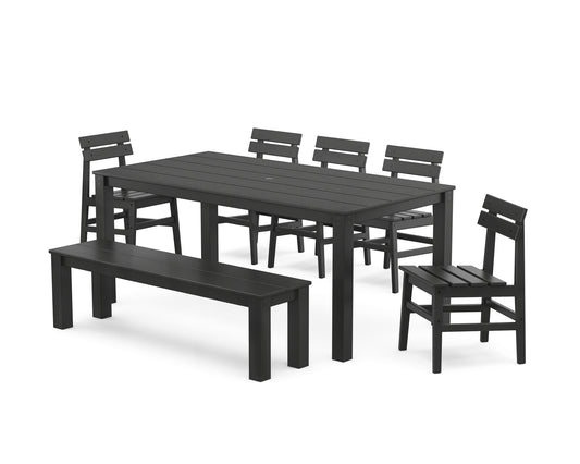 Modern Studio Plaza Chair 7-Piece Parsons Dining Set with Bench