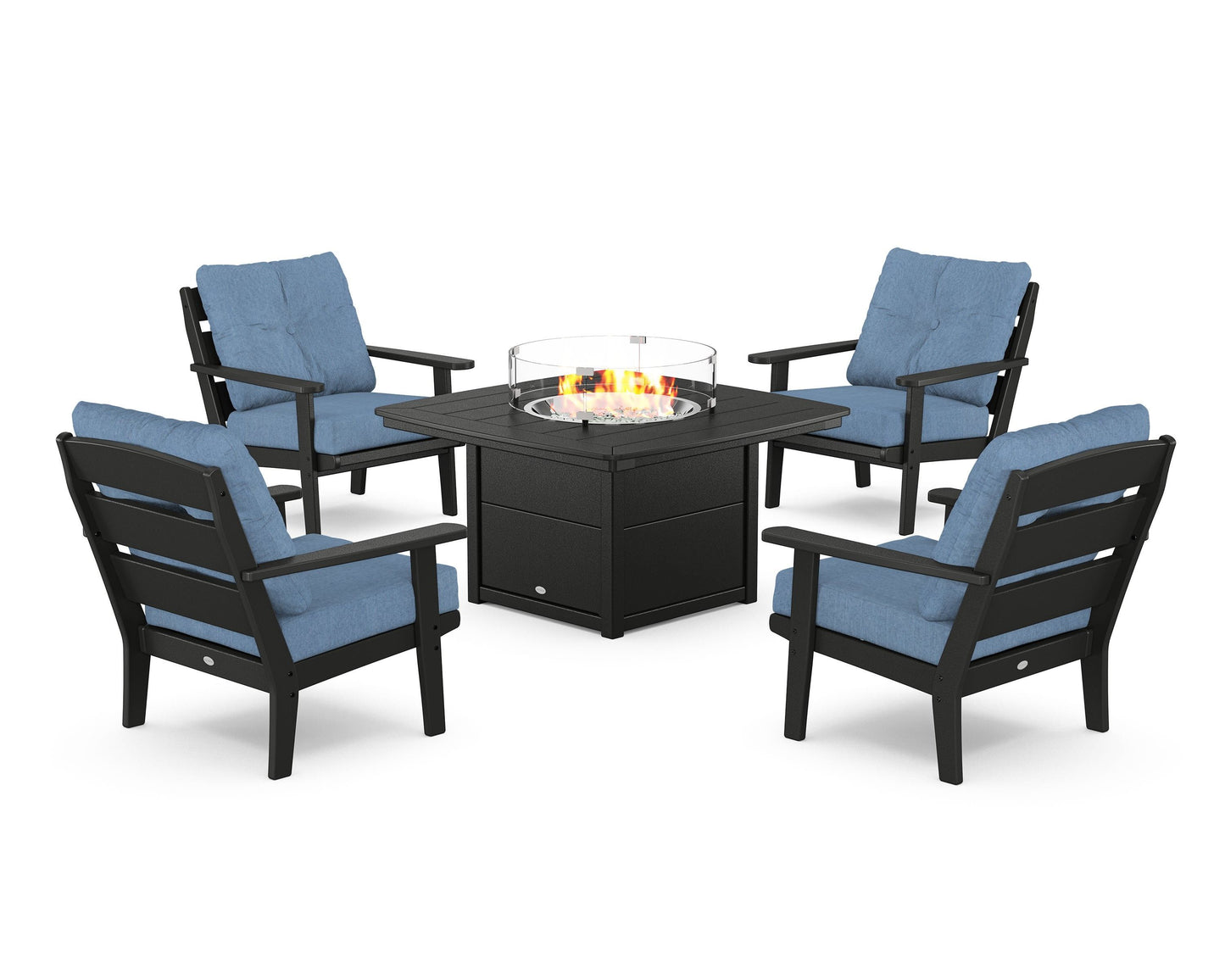 Lakeside 5-Piece Deep Seating Set with Nautical Fire Pit Table