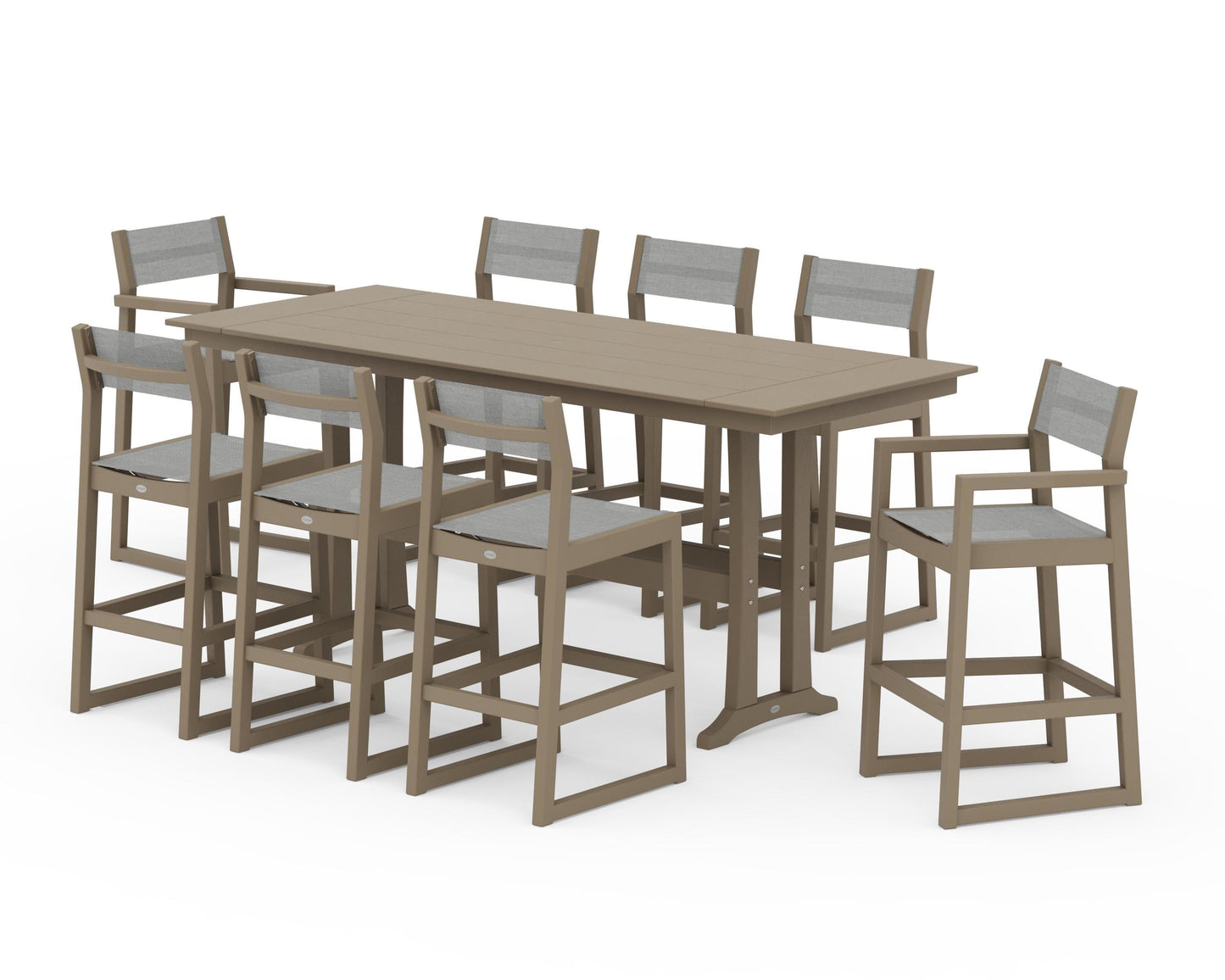 EDGE Sling 9-Piece Farmhouse Bar Set with Trestle Legs