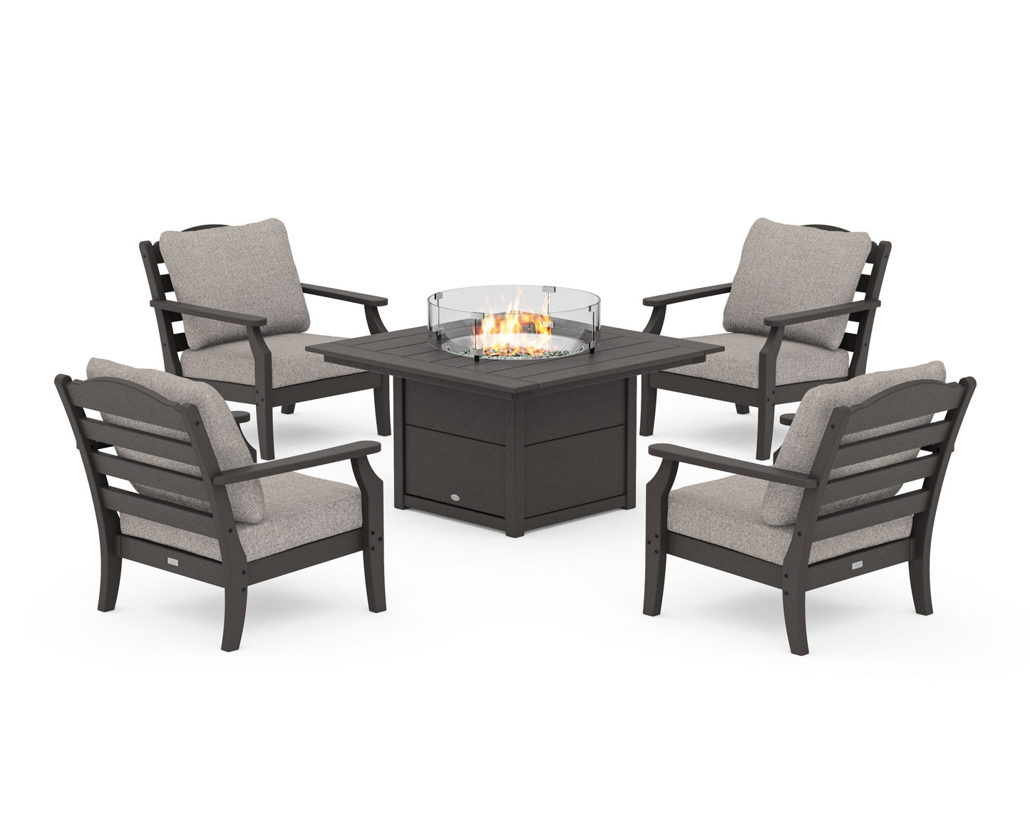 Savannah 5-Piece Deep Seating Set with Fire Pit Table